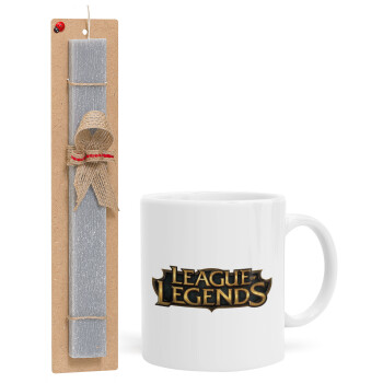 League of Legends LoL, Πασχαλινό Σετ, Κούπα κεραμική (330ml) & πασχαλινή λαμπάδα αρωματική πλακέ (30cm) (ΓΚΡΙ)