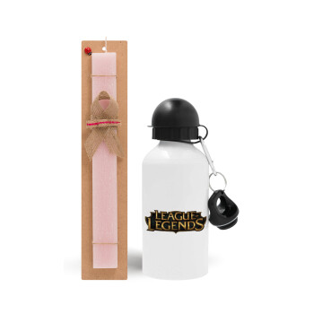 League of Legends LoL, Easter Set, metallic aluminum bottle (500ml) & aromatic flat Easter candle (30cm) (PINK)