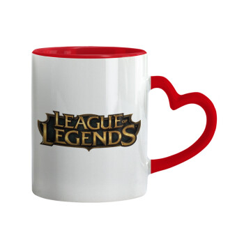League of Legends LoL, Mug heart red handle, ceramic, 330ml
