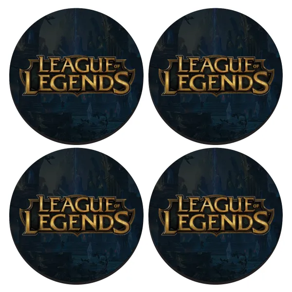 League of Legends LoL — SET of 4 round wooden coasters (9cm)