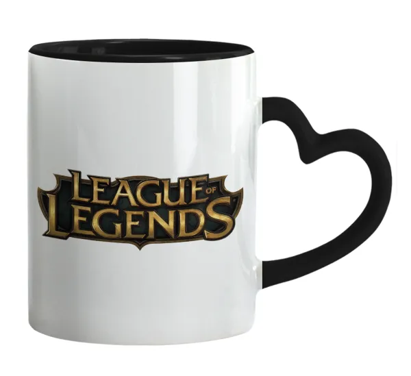 League of Legends LoL — Mug heart black handle, ceramic, 330ml