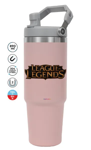 League of Legends LoL — PINK Travel Tumbler with Handle 890ml