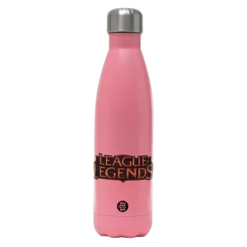 League of Legends LoL, Μεταλλικό παγούρι θερμός Ροζ Ματ (Stainless steel), διπλού τοιχώματος, 500ml