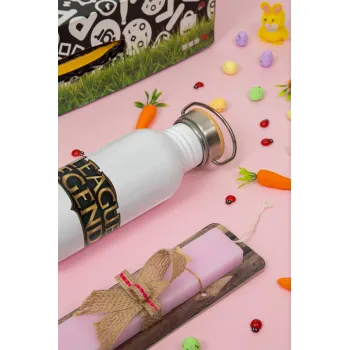 League of Legends LoL, Easter Set, SS Metallic water bottle (620ml, stainless steel) & scented flat Easter candle (30cm) (PINK)
