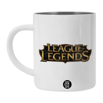League of Legends LoL, Λευκή Ανοξείδωτη Μεταλλική Κούπα 450ml - Διπλού Τοιχώματος 
