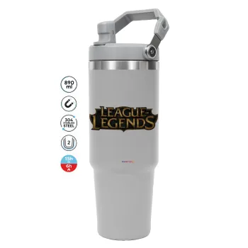 League of Legends LoL, ΓΚΡΙ χρώματος Θερμός Ανοξείδωτο 890ml (30oz) με χερούλι