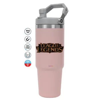 League of Legends LoL, ΡΟΖ χρώματος Θερμός Ανοξείδωτο 890ml (30oz) με χερούλι