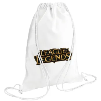 League of Legends LoL, Τσάντα πλάτης πουγκί GYMBAG λευκή (28x40cm)