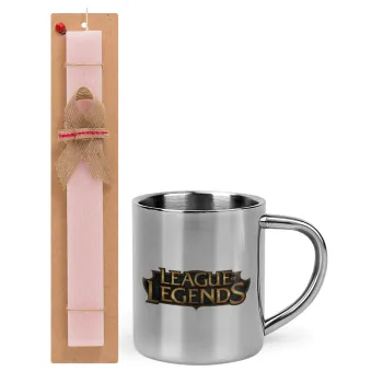 League of Legends LoL, Easter Set, metallic thermal cup (300ml) & aromatic flat Easter candle (30cm) (PINK)