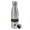Metallic water bottle, stainless steel, 750ml