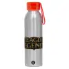 Aluminum Sports Bottle 650ml – Silver with Red Cap and Silicone Strap
