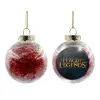 Transparent Christmas tree ball ornament with red filling 8cm