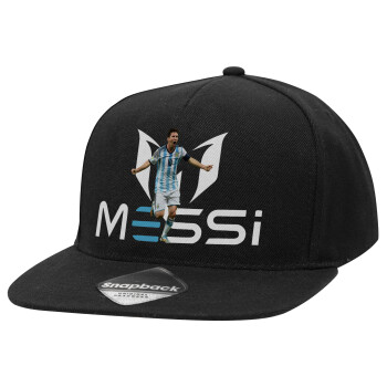 Λιονέλ Μέσι, Leo Messi, Καπέλο Ενηλίκων Flat Snapback Μαύρο, (100% ΒΑΜΒΑΚΕΡΟ TWILL, ΕΝΗΛΙΚΩΝ, UNISEX, ONE SIZE)