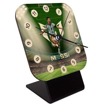 Leo Messi, Quartz Table clock in natural wood (10cm)