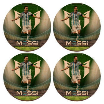 Λιονέλ Μέσι, Leo Messi, ΣΕΤ x4 Σουβέρ ξύλινα στρογγυλά plywood (9cm)