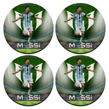 Leo Messi, ΣΕΤ 4 Σουβέρ ξύλινα στρογγυλά (9cm)