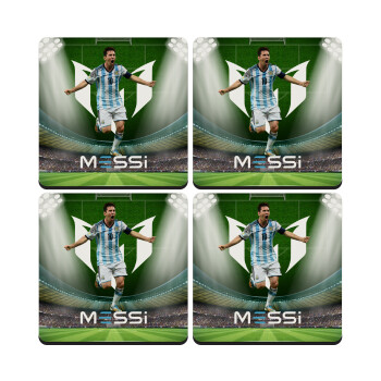 Lionel Messi, ΣΕΤ 4 Σουβέρ ξύλινα τετράγωνα (9cm)