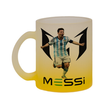 Leo Messi, Κούπα γυάλινη δίχρωμη με βάση το κίτρινο ματ, 330ml
