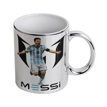 Lionel Messi, Mug ceramic, silver mirror, 330ml