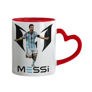 Lionel Messi, Mug heart red handle, ceramic, 330ml