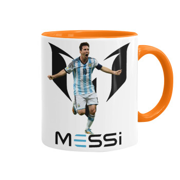 Leo Messi, Mug colored orange, ceramic, 330ml