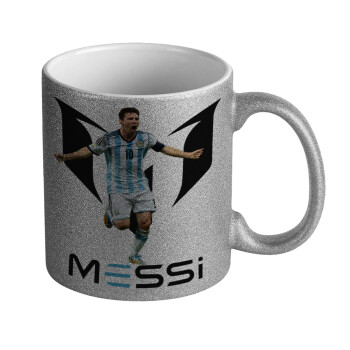 Leo Messi, Κούπα Ασημένια Glitter που γυαλίζει, κεραμική, 330ml