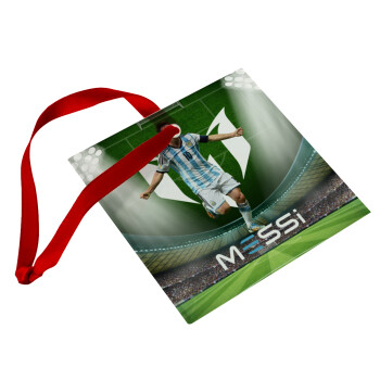 Leo Messi, Χριστουγεννιάτικο στολίδι γυάλινο τετράγωνο 9x9cm