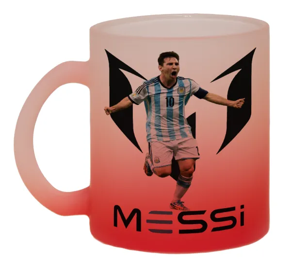 Lionel Messi — Two-tone glass mug with matte red base, 330ml