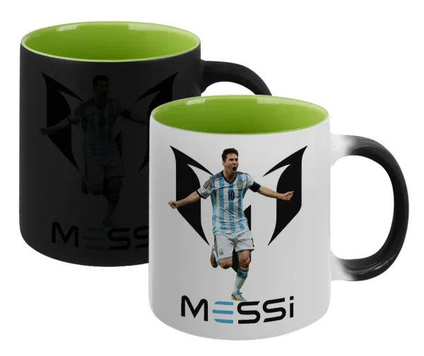 Lionel Messi — Magic mug with green interior, ceramic, 330ml, changes colour with hot drinks