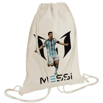Λιονέλ Μέσι, Leo Messi, Τσάντα πλάτης πουγκί GYMBAG natural (28x40cm)