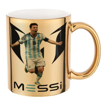 Lionel Messi, Mug ceramic, gold mirror, 330ml