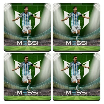 Lionel Messi, ΣΕΤ 4 Σουβέρ ξύλινα τετράγωνα (9cm)