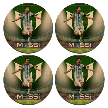 Lionel Messi, ΣΕΤ x4 Σουβέρ ξύλινα στρογγυλά plywood (9cm)