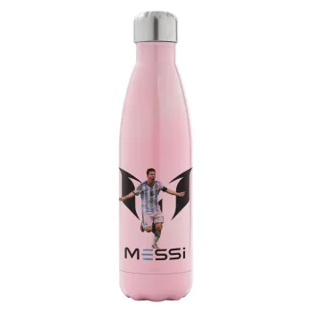 Lionel Messi, Metal mug thermos Pink Iridiscent (Stainless steel), double wall, 500ml