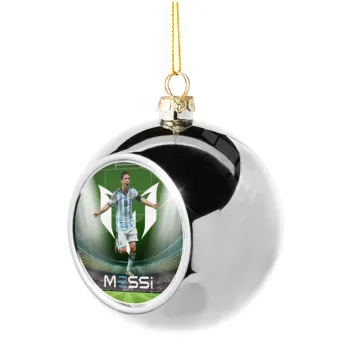 Lionel Messi, Silver 8cm Christmas tree ball ornament