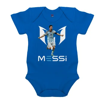 Λιονέλ Μέσι, Leo Messi, Βρεφικό φορμάκι μωρού, Μπλε Κοβαλτίου, 100% Organic Cotton, κοντομάνικο