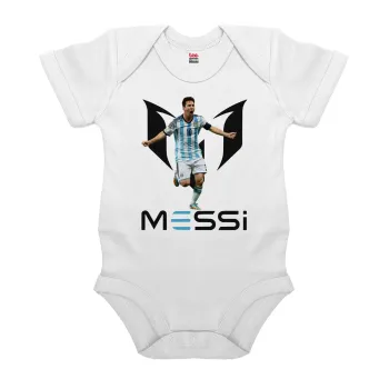 Lionel Messi, Βρεφικό φορμάκι μωρού, 0-24 μηνών, ΛΕΥΚΟ, 100% Organic Cotton, κοντομάνικο