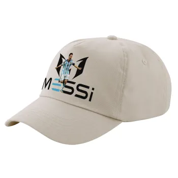 Λιονέλ Μέσι, Leo Messi, Μπεζ (SAND) Πεντάφυλλο Καπέλο Ενηλίκων Βαμβακερό (UNISEX, ONE SIZE)