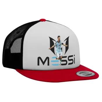 Λιονέλ Μέσι, Leo Messi, Καπέλο Ενηλίκων Foam Flat Snapback με Δίχτυ Κόκκινο-Λευκό-Μαύρο (POLYESTER, ΕΝΗΛΙΚΩΝ, UNISEX, ONE SIZE)