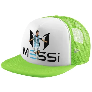 Lionel Messi, Child's Soft Trucker Hat with Green/White Mesh (POLYESTER, CHILDREN'S, ONE SIZE)