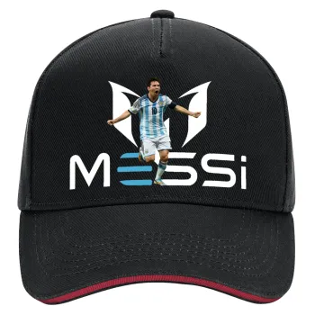 Lionel Messi, DRILL Adult Ultimate Hat BLACK/RED, (100% COTTON, ADULT, UNISEX, ONE SIZE)