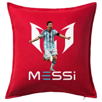 Λιονέλ Μέσι, Leo Messi, Μαξιλάρι καναπέ Κόκκινο 100% βαμβάκι, περιέχεται το γέμισμα (50x50cm)