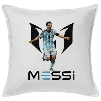 Λιονέλ Μέσι, Leo Messi, Μαξιλάρι καναπέ ΛΕΥΚΟ 100% βαμβάκι, περιέχεται το γέμισμα (50x50cm)