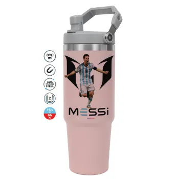 Lionel Messi, Pink color, 890ml (30oz) stainless Steel Tumbler with Handle