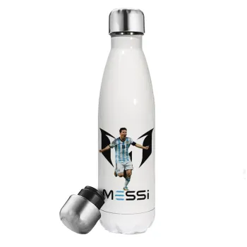 Lionel Messi, Metal mug thermos White (Stainless steel), double wall, 500ml
