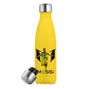 Λιονέλ Μέσι, Leo Messi, Μεταλλικό παγούρι θερμός Κίτρινος (Stainless steel), διπλού τοιχώματος, 500ml