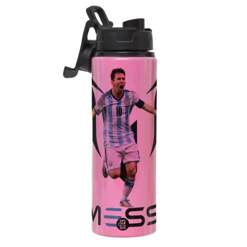 Λιονέλ Μέσι, Leo Messi, Μεταλλικό παγούρι νερού με καπάκι ασφαλείας, αλουμινίου 850ml
