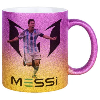 Lionel Messi, Κούπα Χρυσή/Ροζ Glitter, κεραμική, 330ml