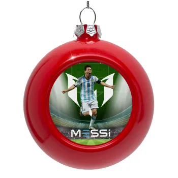 Λιονέλ Μέσι, Leo Messi, Στολίδι Χριστουγεννιάτικη μπάλα δένδρου Κόκκινη 8cm