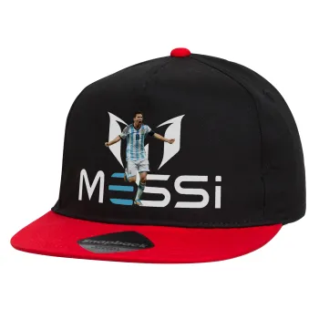 Λιονέλ Μέσι, Leo Messi, Καπέλο παιδικό Flat Snapback, Μαύρο/Κόκκινο (100% ΒΑΜΒΑΚΕΡΟ, ΠΑΙΔΙΚΟ, UNISEX, ONE SIZE)